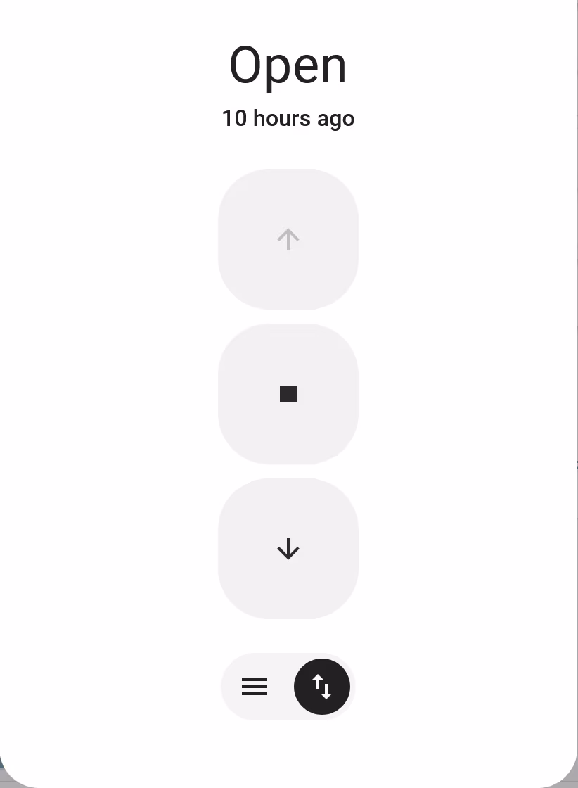 Up, down, and stop buttons for blinds in the Home Assistant web interface.